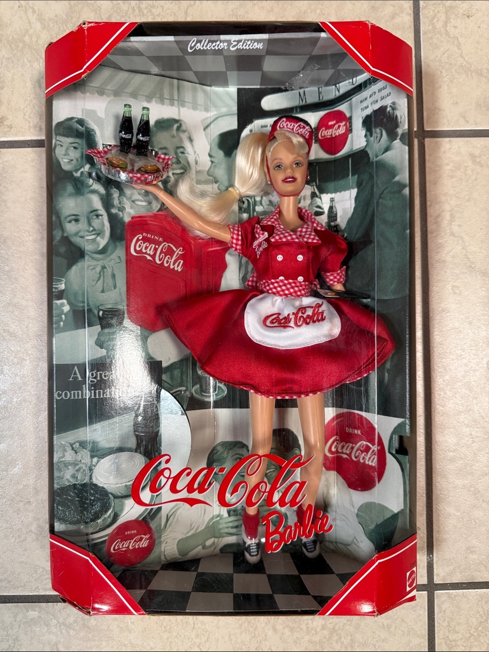 Coca-Cola Barbie Doll in Red & White Retro Server Outfit New in Box